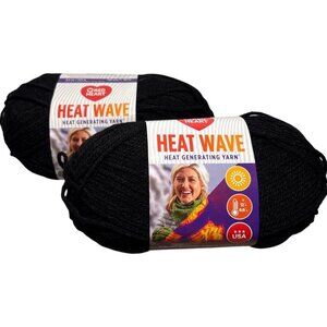 Red Heart Heat Wave Yarn Heat Generating Medium Weight 100g X 2 Black